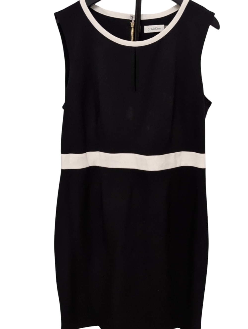 New Calvin Klein Black White Key Hole Dress
